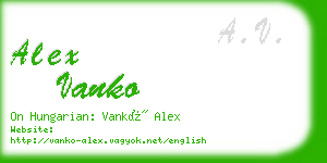 alex vanko business card